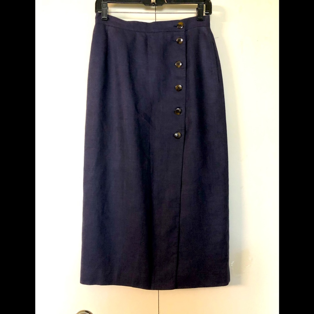 Liz Claiborne 100% Linen Skirt Sz 8P Pencil Straight Pockets